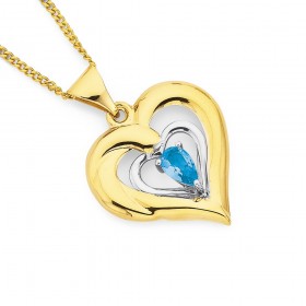 9ct+Blue+Topaz+Heart+Pendant