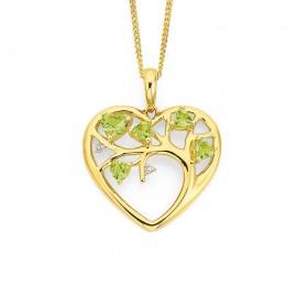 9ct+Peridot+%26amp%3B+Diamond+Heart+Pendant