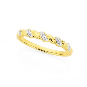 9ct+Diamond+Set+Twist+Ring