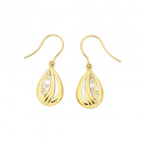 9ct-Diamond-Set-Filigree-Drop-Earrings on sale