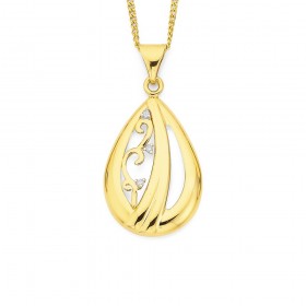 9ct+Diamond+Set+Filigree+Pendant