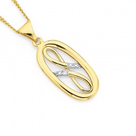 9ct+Diamond+Set+Oval+Pendant