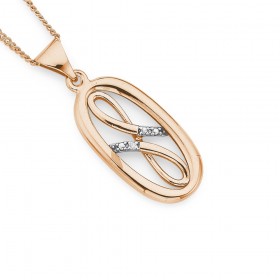 9ct+Rose+Gold+Diamond+Set+Oval+Pendant