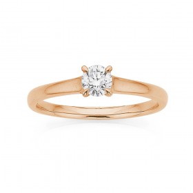 9ct+Rose+Gold+.35ct+Diamond+Solitaire+Ring