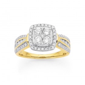 9ct-Diamond-Cushion-Ring-TDW1ct on sale