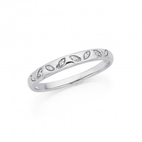 9ct-White-Gold-Diamond-Set-Leaf-Ring on sale