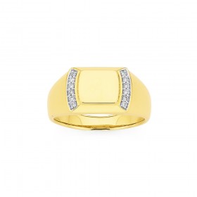 9ct+Diamond+Set+Gents+Signet+Ring