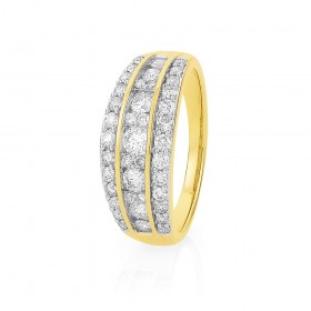 9ct-Three-Row-Diamond-Ring-TDW1ct on sale