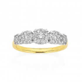 9ct-5-Cluster-Diamond-Ring on sale