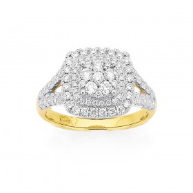 9ct-Diamond-Cluster-Ring-TDW1ct on sale