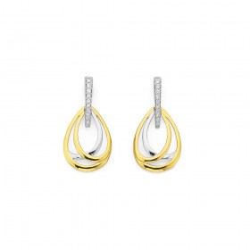 9ct+Triple+Pear+Diamond+Set+Earrings