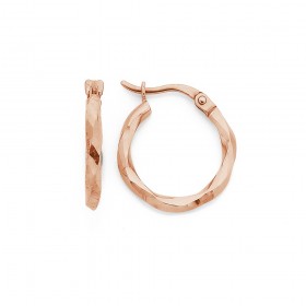 9ct-Rose-Gold-Faceted-Twist-Hoops-15mm on sale