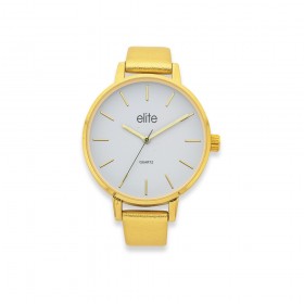 Elite-Ladies-Gold-Metallic-Leather-Strap-Watch on sale