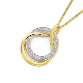 9ct+Gold+Diamond+Double+Circle+Loop+Slider+Pendant