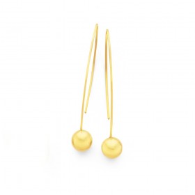 9ct+Wishbone+Hook+Ball+Drop+Earrings