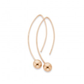 9ct+Rose+Gold+Wishbone+Ball+Drop+Earrings