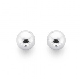 9ct+White+Gold+5mm+Ball+Studs