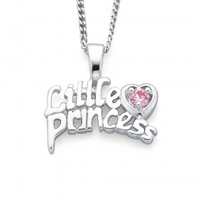 Sterling+Silver+Pink+Cubic+Zirconia+Princess+Pendant