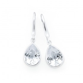 Sterling+Silver+Pear+Cubic+Zirconia+Hook+Earrings