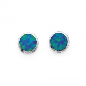 Sterling+Silver+Synthetic+Opal+Earrings