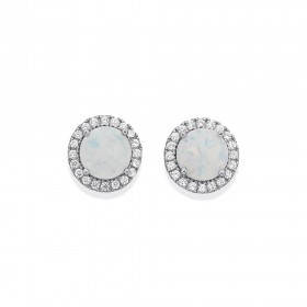 Sterling-Silver-Cubic-Zirconia-Created-Opal-Studs on sale