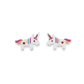 Sterling+Silver+Enamel+Unicorn+Studs