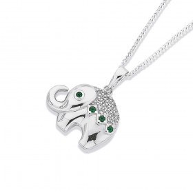 Sterling+Silver+CZ+Elephant+Pendant