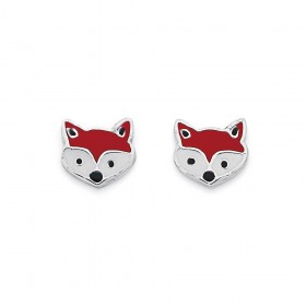 Sterling+Silver+Enamel+Fox+Studs