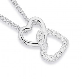 Sterling+Silver+Cubic+Zirconia+Heart+Pendant