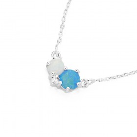 Sterling+Silver+Cubic+Zirconia+%26amp%3B+Created+Opal+Necklet