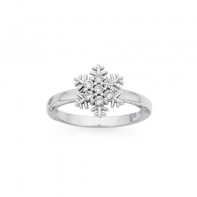 Sterling+Silver+Cubic+Zirconia+Snowflake+Ring