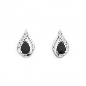 9ct-White-Gold-Diamond-Sapphire-Studs on sale