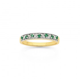 9ct+Emerald+%26amp%3B+Diamond+Ring