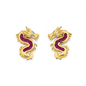 9ct-Created-Ruby-Diamond-Dragon-Studs on sale