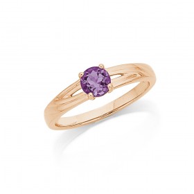 9ct+Rose+Gold+Amethyst+%26amp%3B+Diamond+Ring