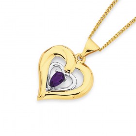 9ct+Amethyst+Heart+Pendant