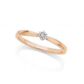 9ct+Rose+Gold+Diamond+Solitaire+Ring