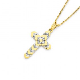 9ct+Diamond+Set+Cross+Pendant