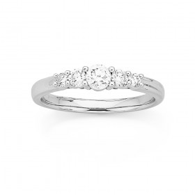 9ct-White-Gold-Five-Stone-Diamond-Ring-TDW50ct on sale