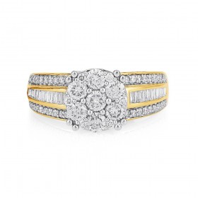 9ct-Diamond-Cluster-Ring-TDW1ct on sale