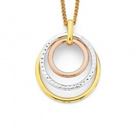 9ct+Three+Tone+Triple+Circle+Pendant