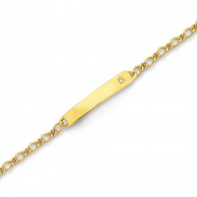 9ct-16cm-Solid-Figaro-11-Diamond-ID-Bracelet on sale