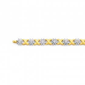 9ct-Round-Brilliant-Cut-Diamond-Miracle-Plate-Flower-Crossover-Bracelet on sale