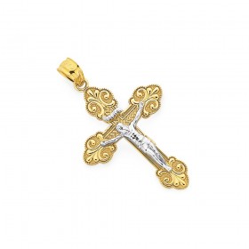 9ct+Two+Tone+Gold+Crucifix+Cross