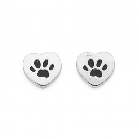 Sterling-Silver-Enamel-Paw-in-Heart-Studs on sale