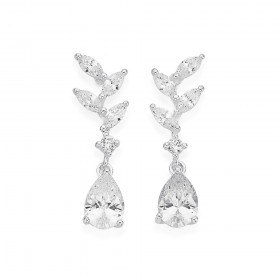 Sterling+Silver+Cubic+Zirconia+Drop+Earrings