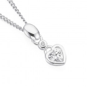 Sterling+Silver+Cubic+Zirconia+Heart+Pendant