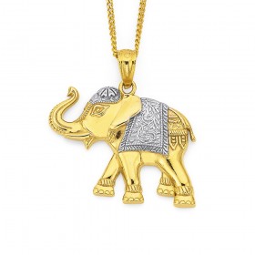 9ct+Two+Tone+Elephant+Pendant