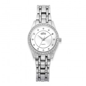 Elite-Ladies-Silver-Tone-Stone-Set-Watch on sale