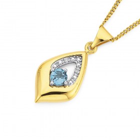 9ct+Blue+Topaz+%26amp%3B+Diamond+Pendant